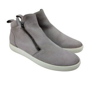 Ecco Soft 7 Zip Ankle Boots Booties Size 41 US 10-10.5 Gray Nubuck Comfort